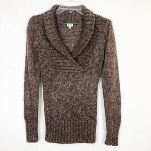 Suzy Shier Brown V-Neck Chunky Sweater Size Small